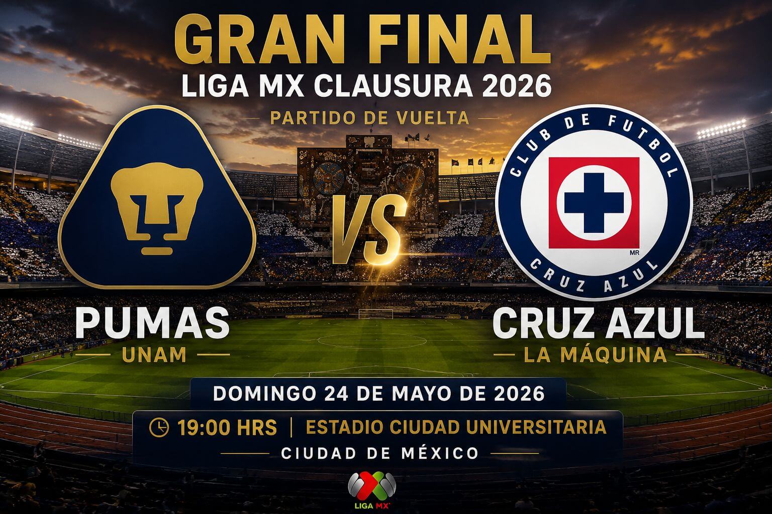 Ver Pumas vs Cruz Azul Final Vuelta EN VIVO Liga MX CLA26